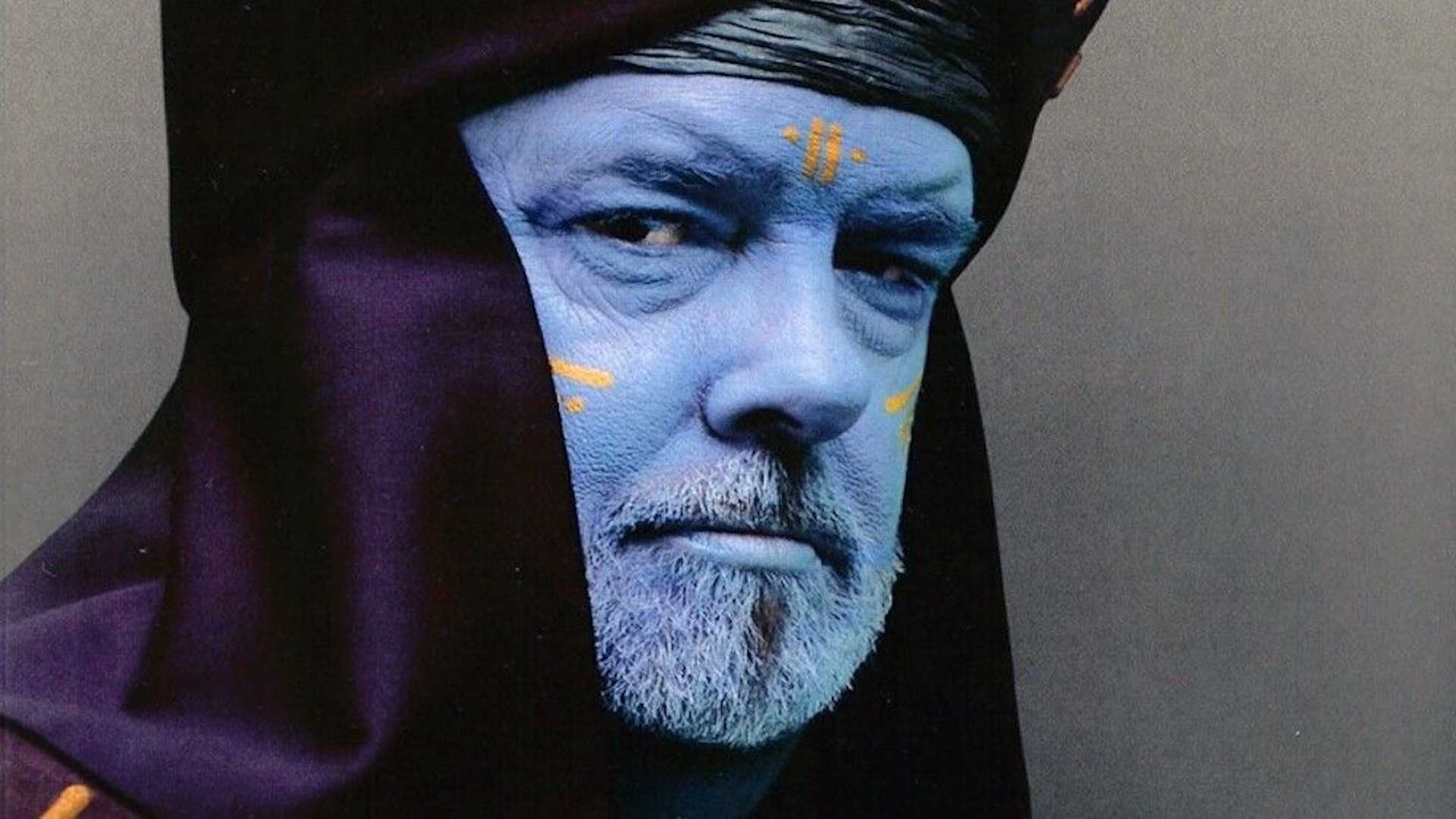 George Lucas in heavy blue makeup as Baron Papanoida