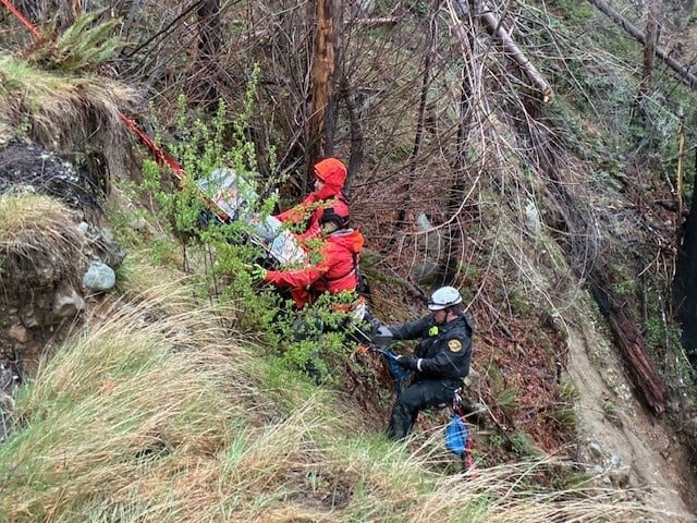Rescuers use rope rescue system to reach person who fell 200 feet in ...