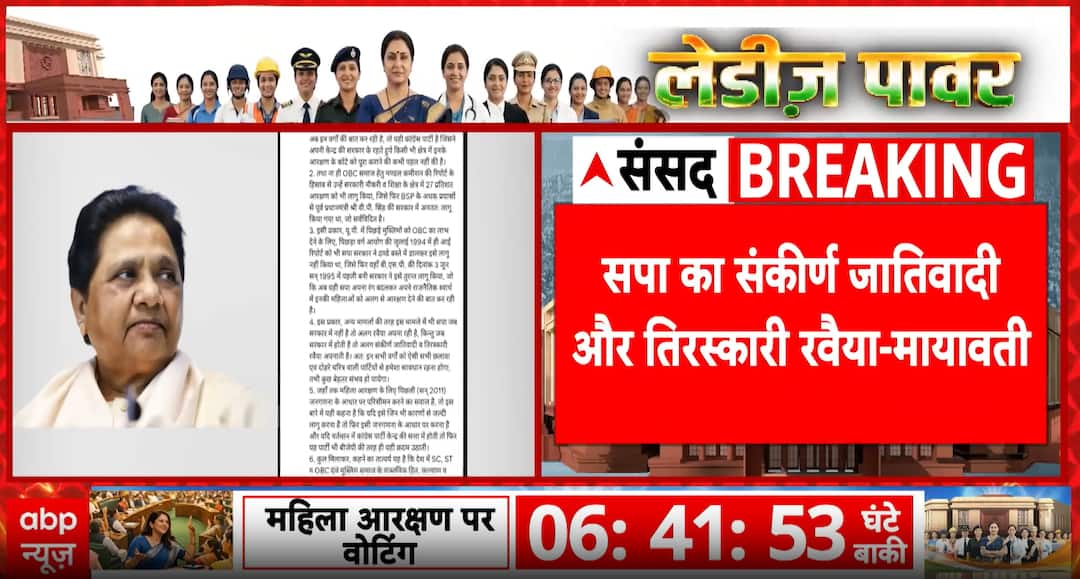 Breaking: Mayawati attacks Congress and SP over women’s reservation ...