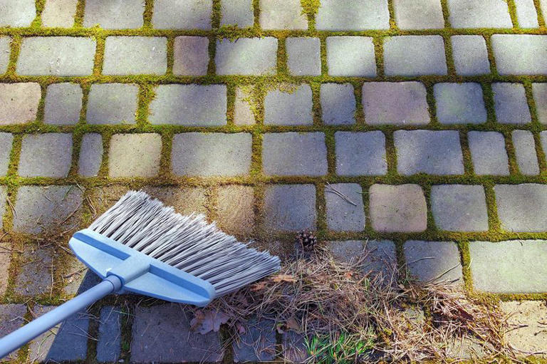 Moss removal from patio and garden furniture with basic 49p fridge item