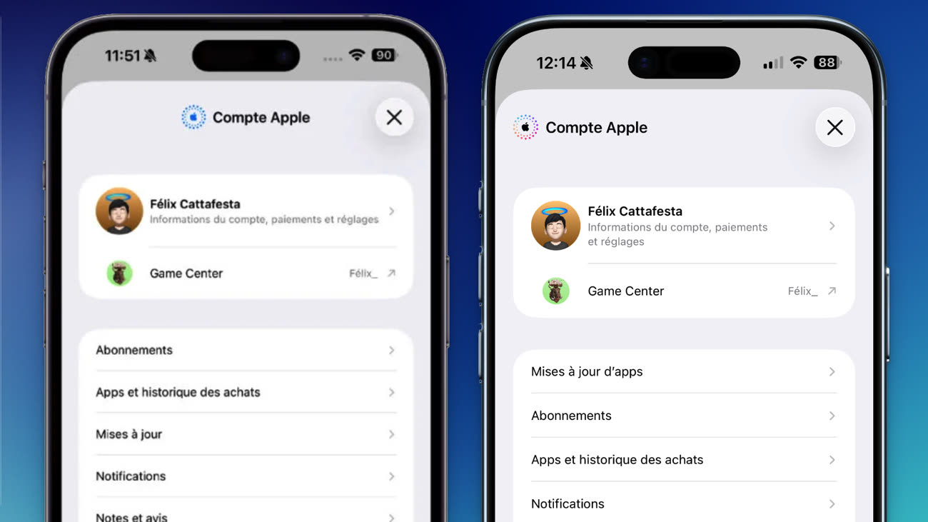 App Store : Apple remet les mises à jour tout en haut de la page Compte