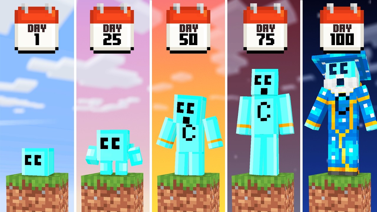 Surviving and growing from just one single block in Minecraft