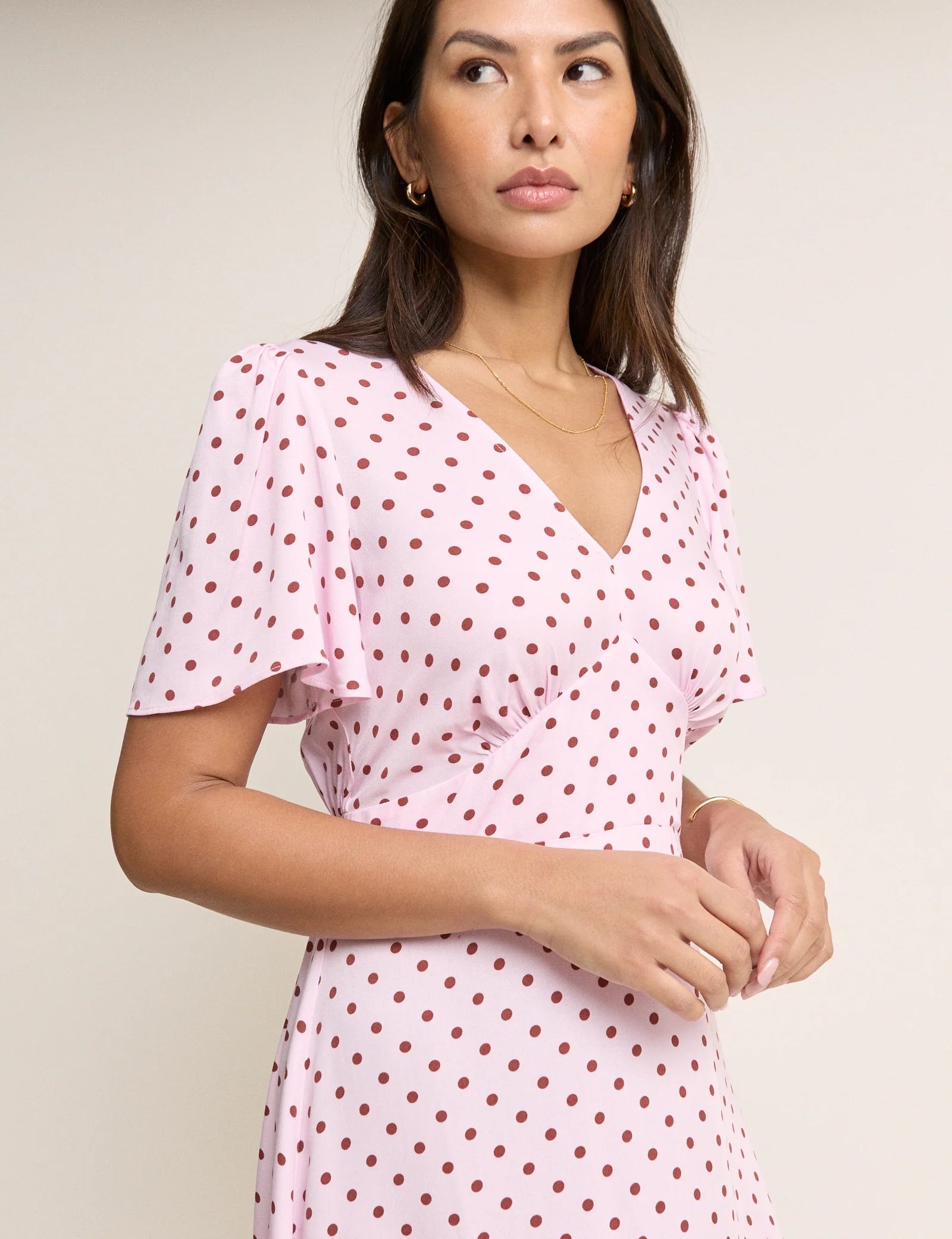 Nobody's Child's new Atlas dress with sleeves gives polka dots a pink and  brown makeover - for 65