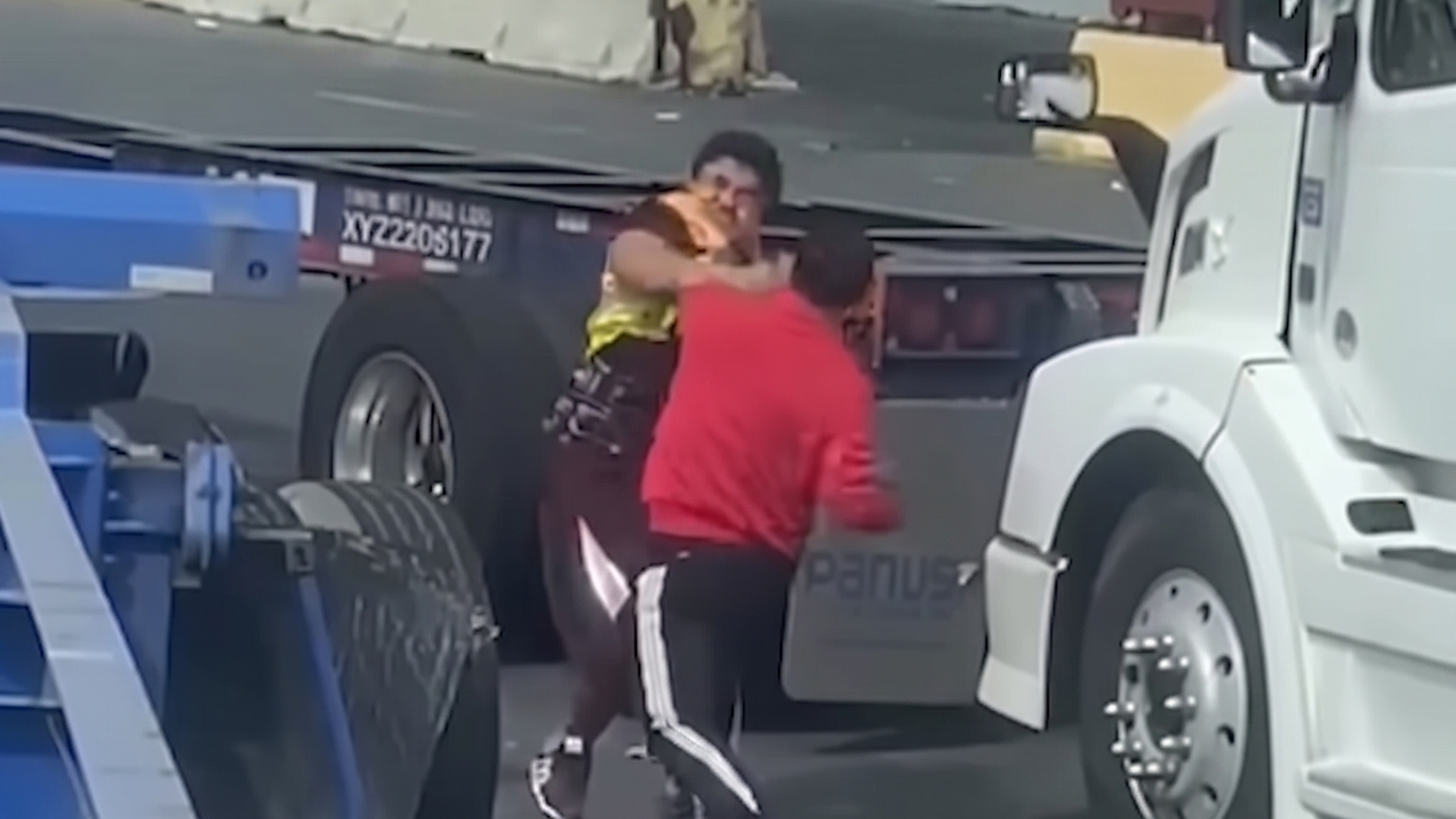 Two truckers lose control at Newark Port - and the fight turns ugly ...