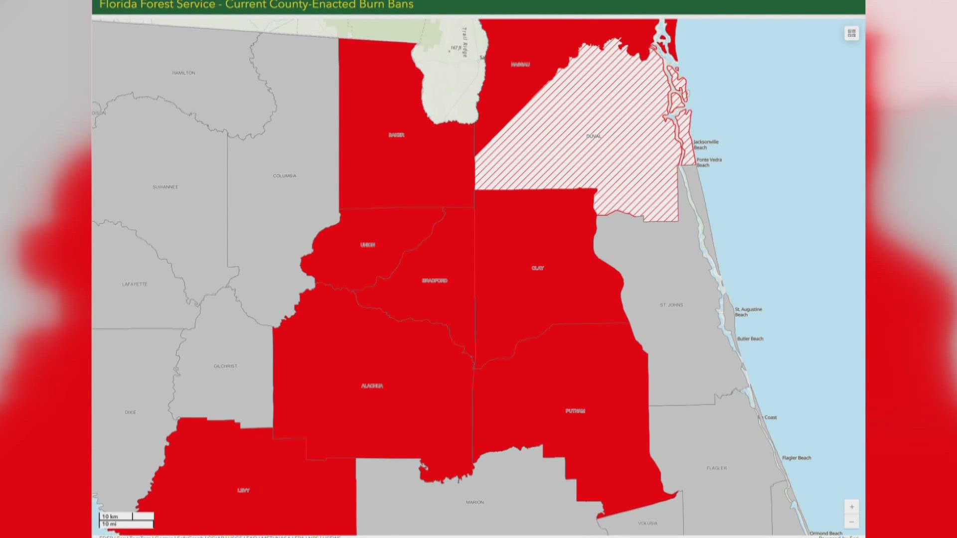 Several First Coast counties under burn ban as drought conditions worsen