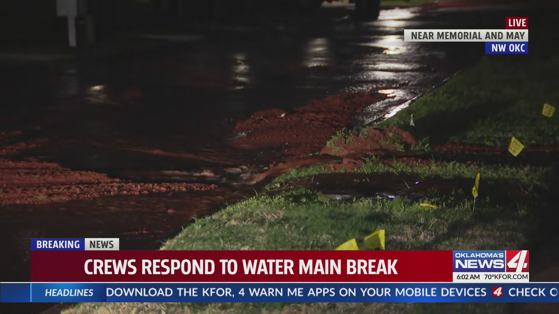 Crews respond to water main break in NW Oklahoma City