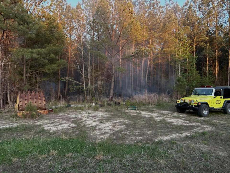Photos: Brush fire burns through at least two acres in Prince George