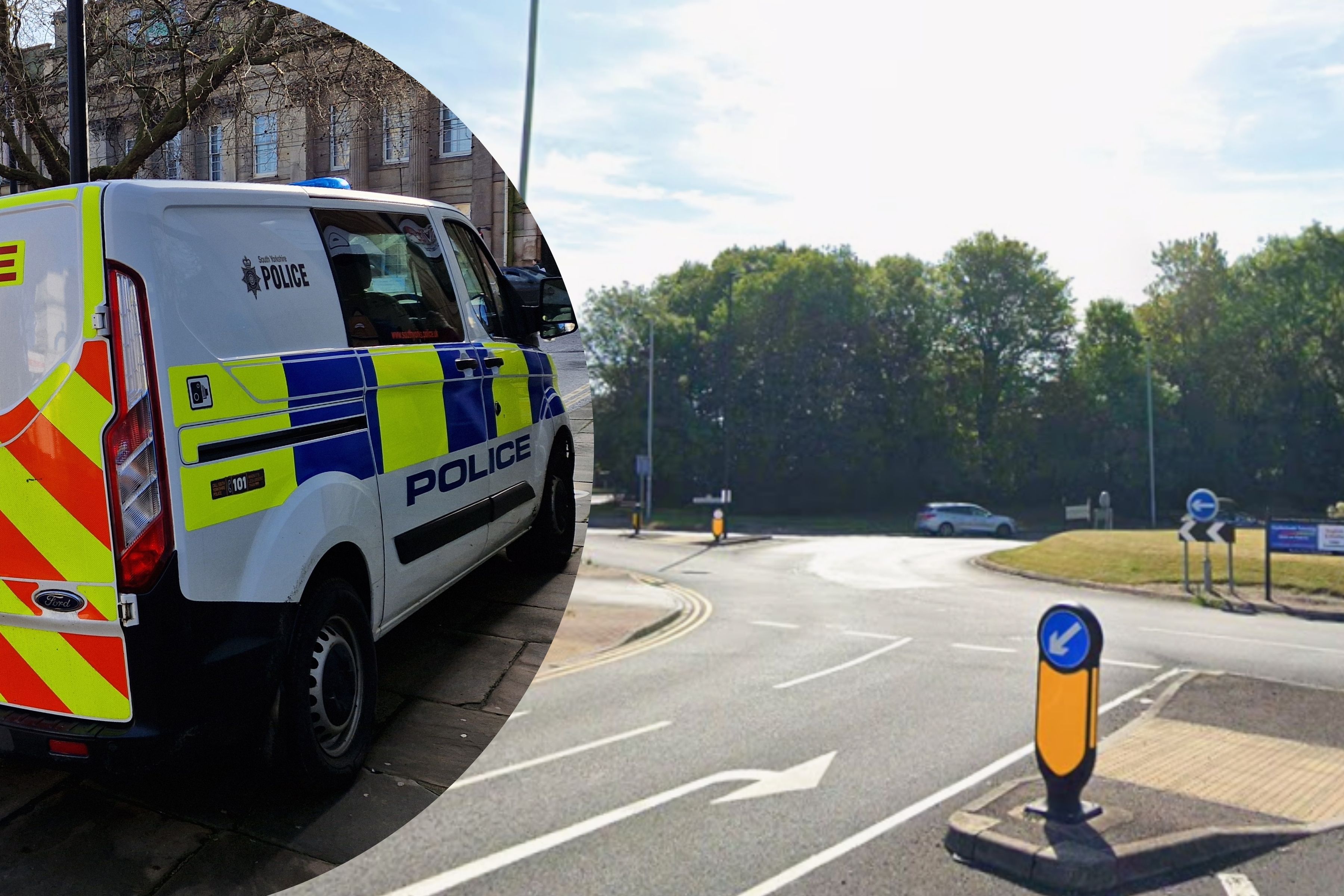 Police close road after three vehicle crash on Rotherham roundabout