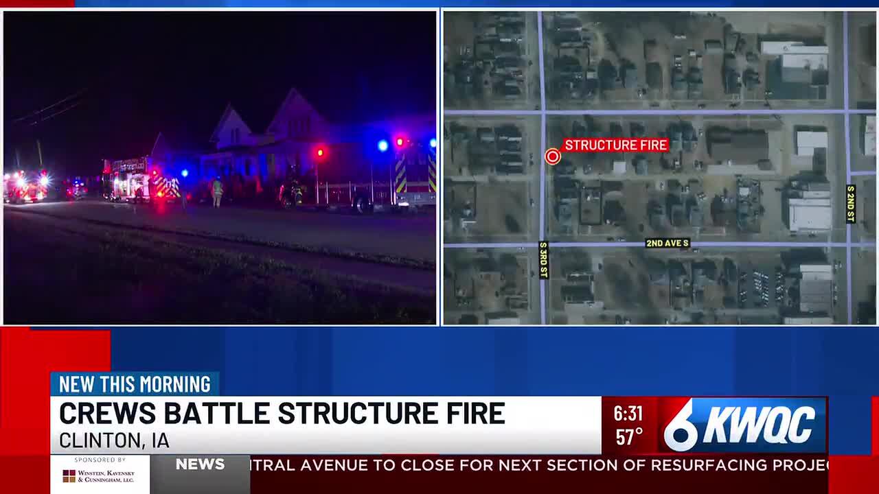 Crews battle house fire in Clinton