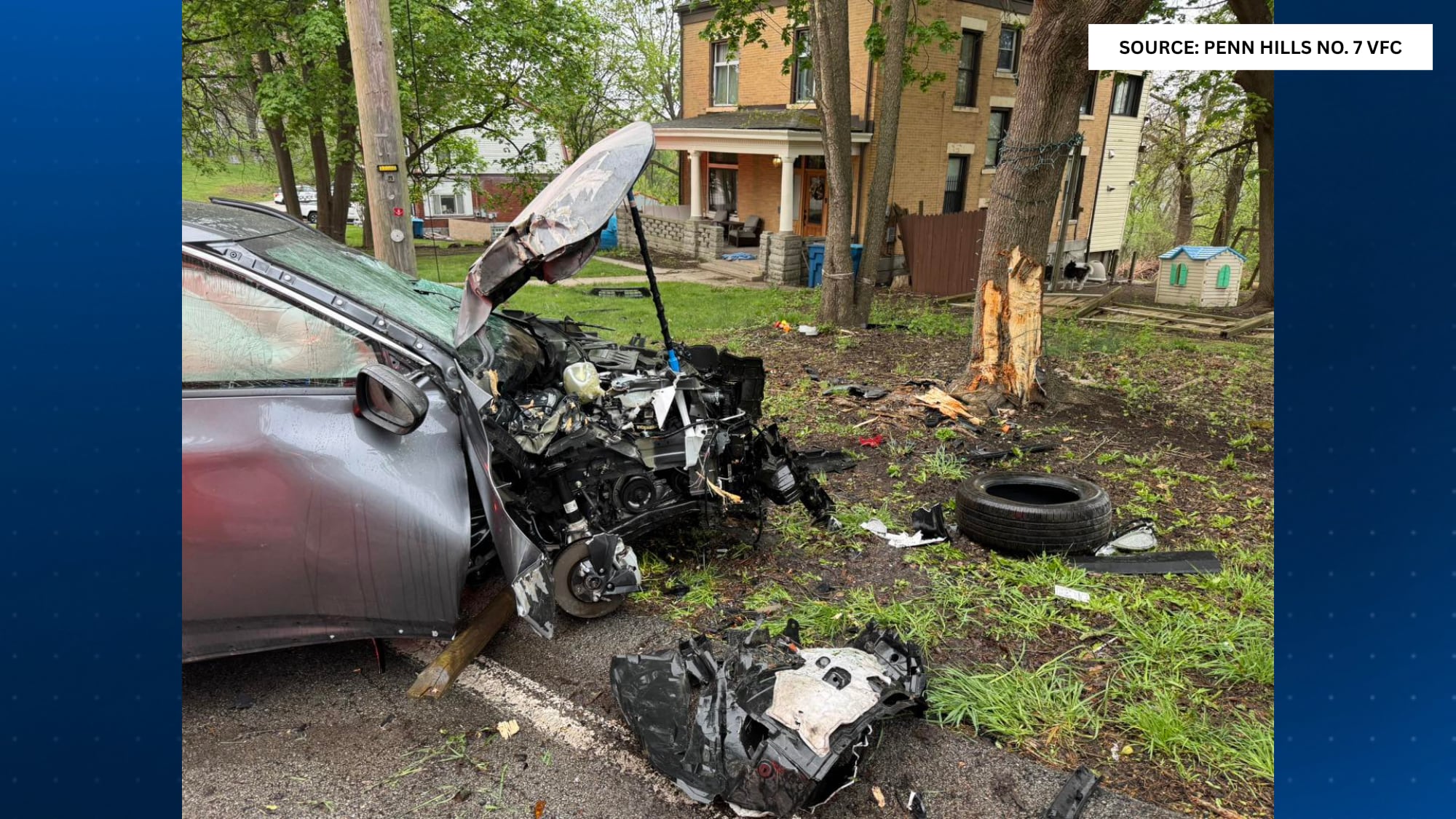 Driver hospitalized after vehicle crashes into tree in Penn Hills
