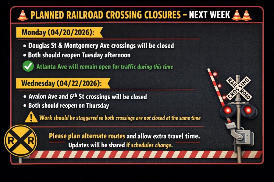 Colbert County EMA announces railroad closures Monday and Wednesday