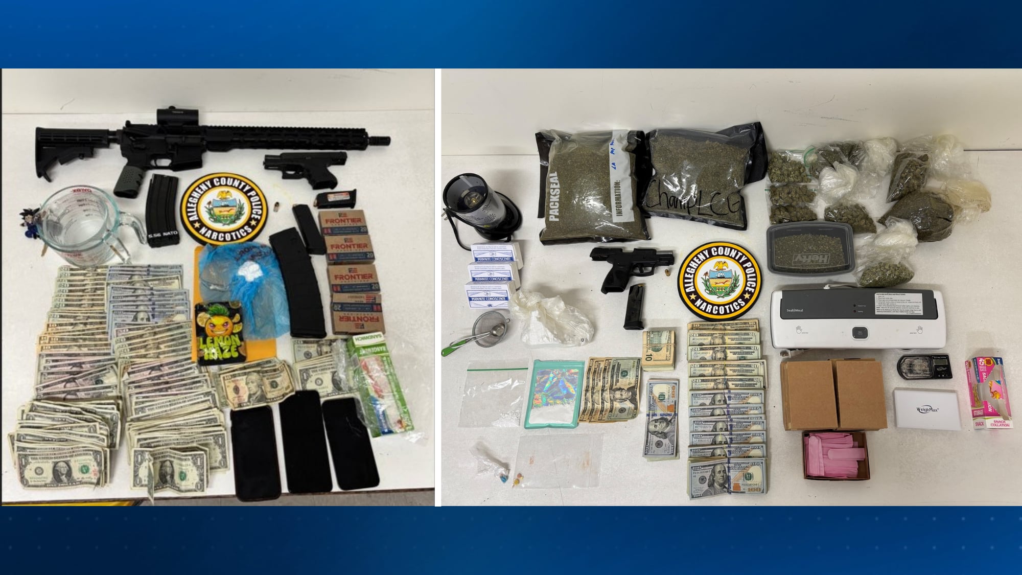 3 arrested, guns & drugs seized during searches at 2 Allegheny County homes