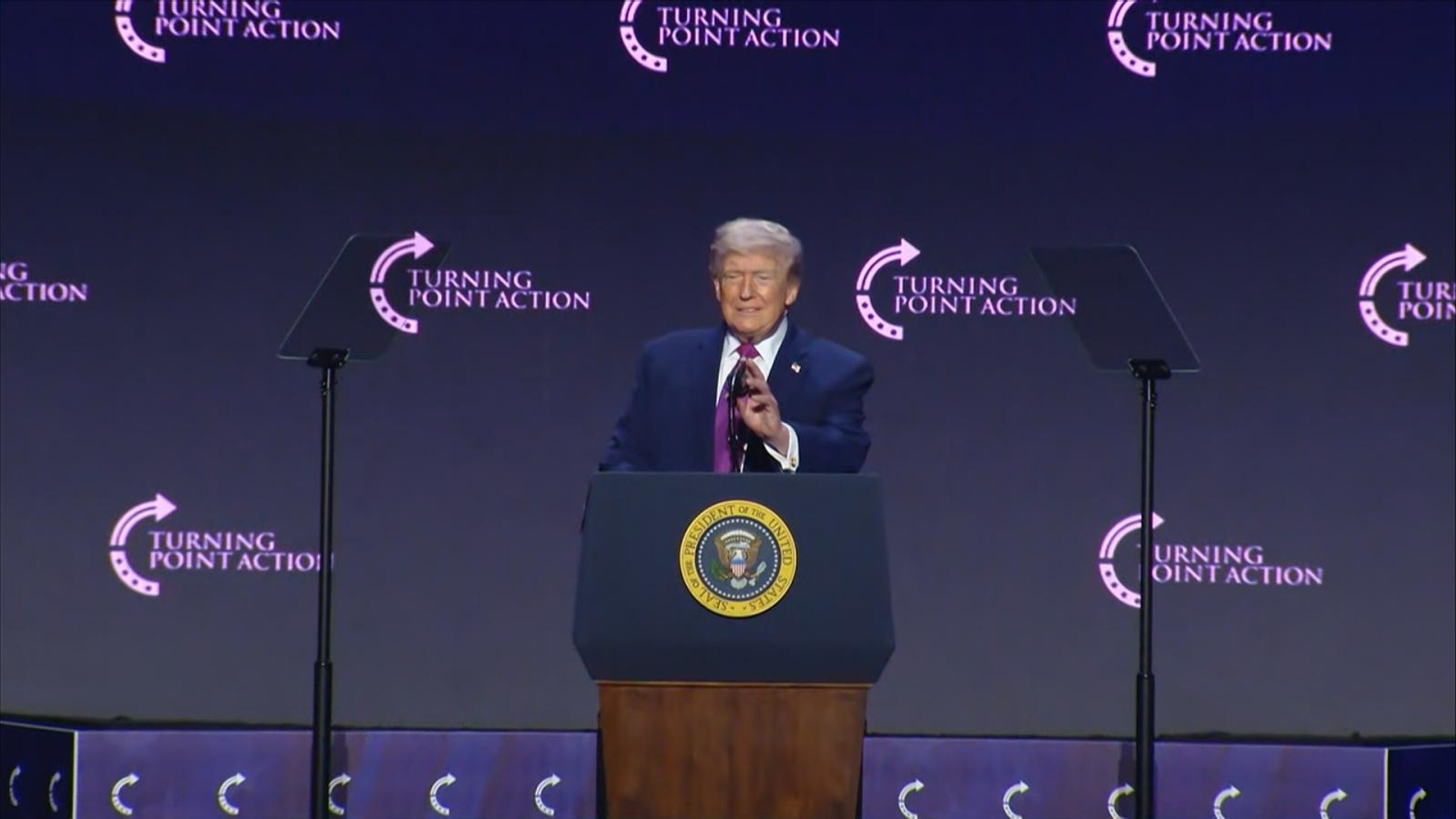 Trump discusses Iran at Turning Point USA event