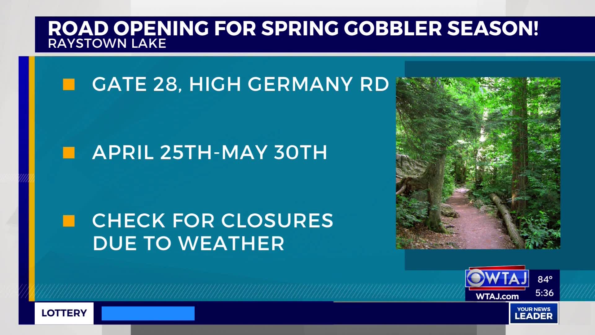 Raystown Lake road set to open, supporting spring gobbler hunting season