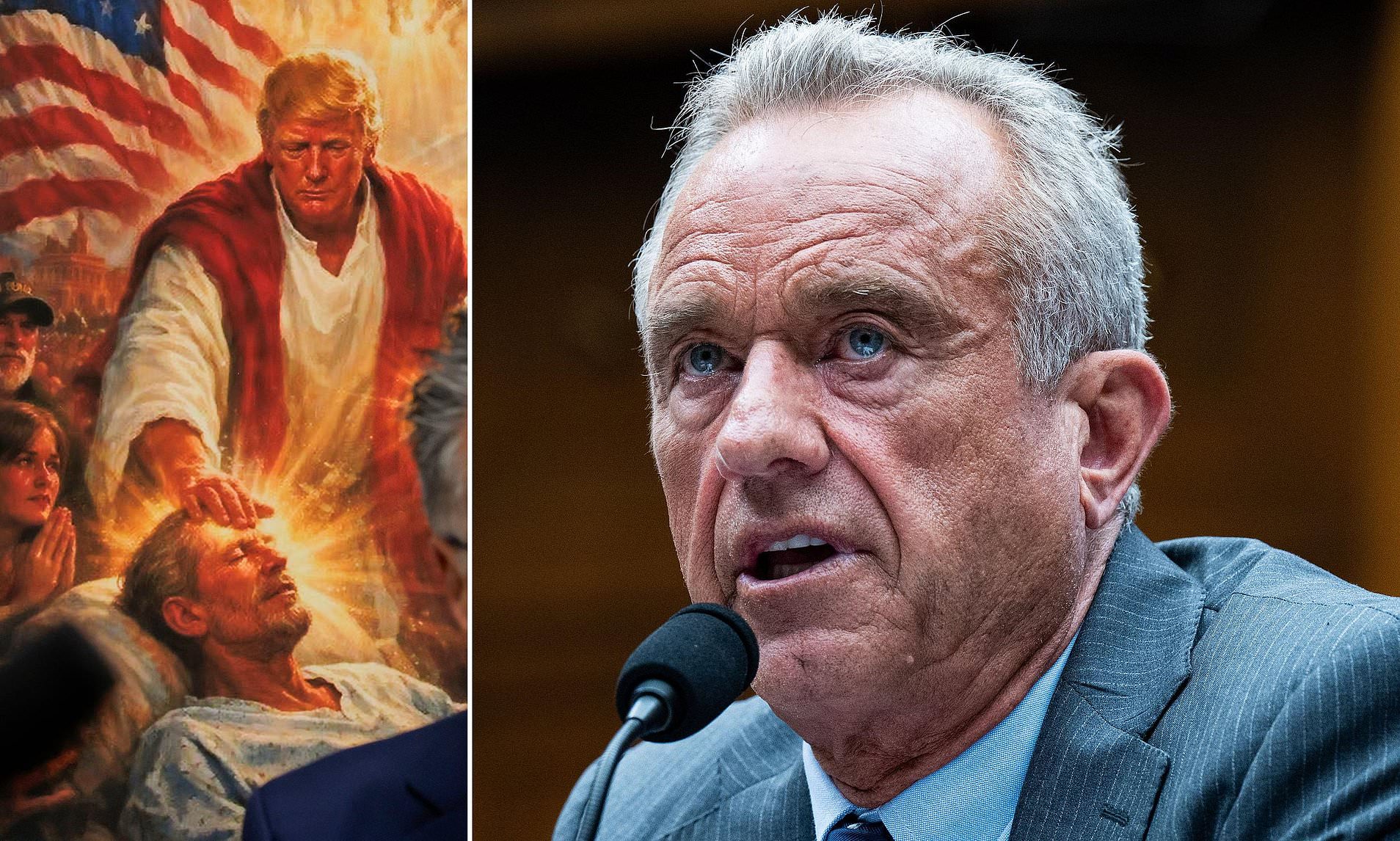 Moment RFK Jr confronted with Trump's viral Jesus meme as he's grilled ...