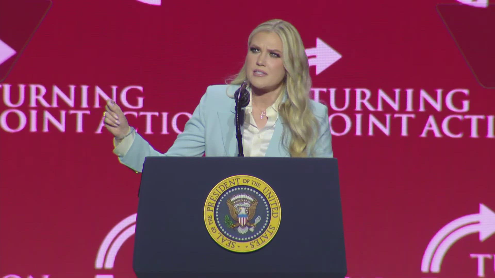 Erika Kirk speaks at TPUSA's Phoenix 'Build the Red Wall' rally