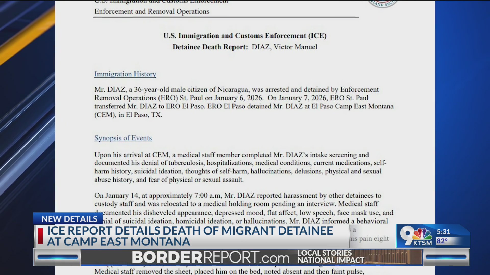 Report details migrant death at Camp East Montana