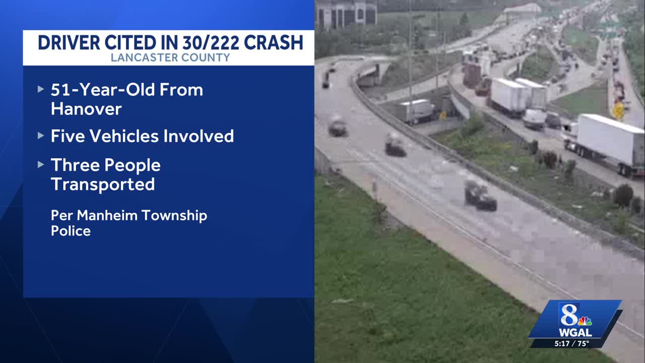 5-vehicle crash on Route 30 in Lancaster County leaves 3 injured