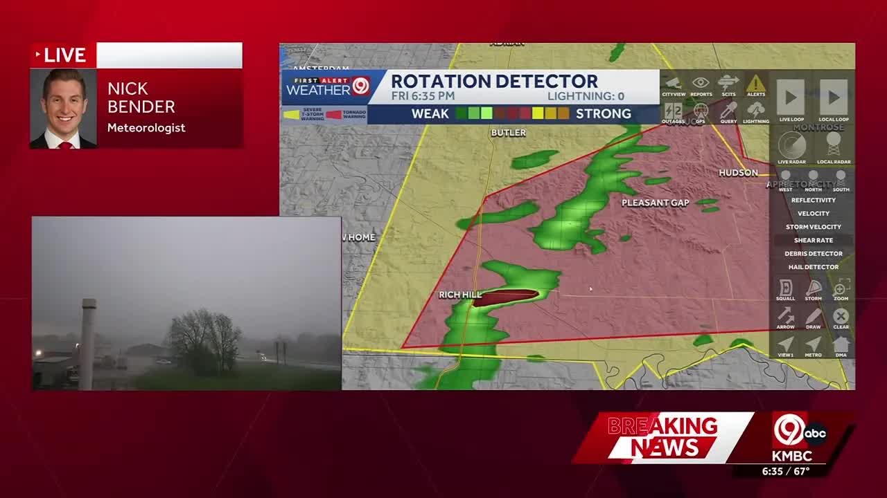 Kansas City weather: Rotation spotted near Rich Hill during tornado warning