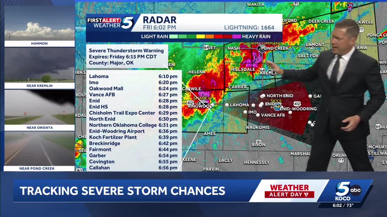 Tracking severe storms dropping large hail across Oklahoma Friday ...