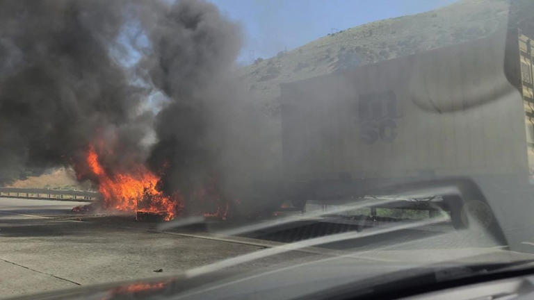 Expect delays after semi-truck fire on southbound I-5 near Fort Tejon Road