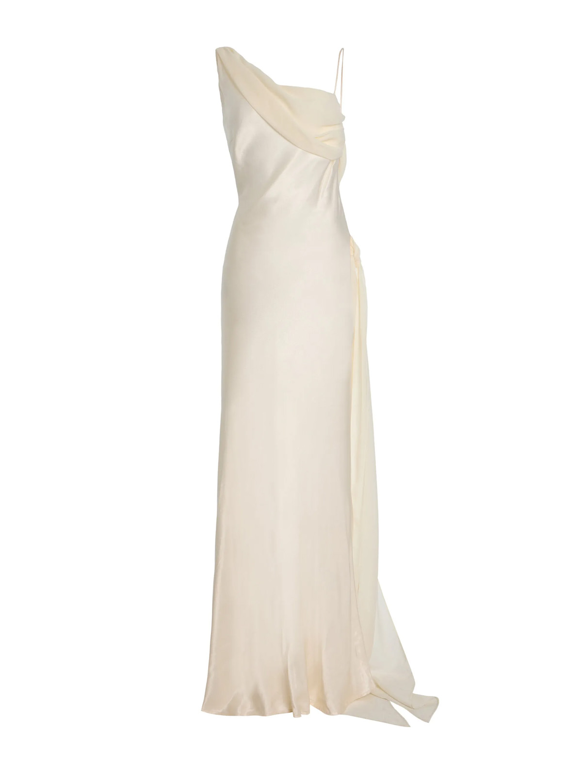 Helena Chiffon-Detailed Satin Gown