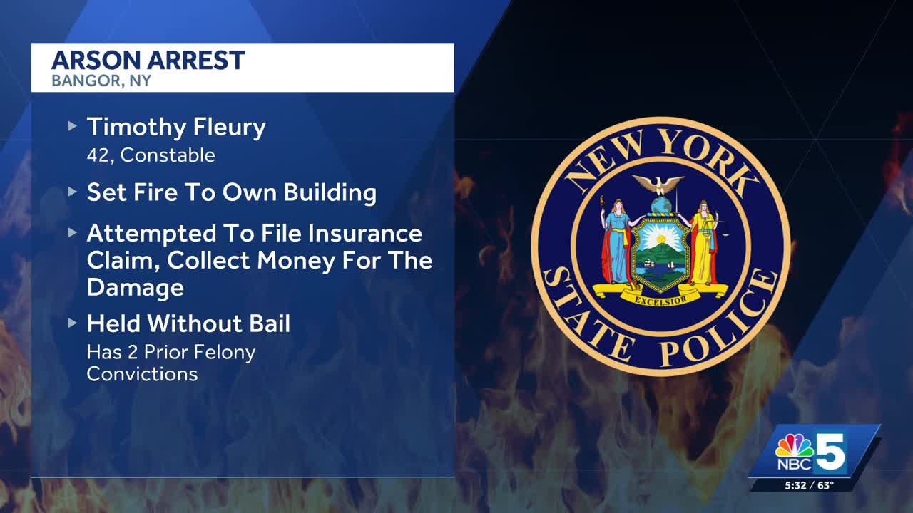 Northern New York man charged with arson in building fire