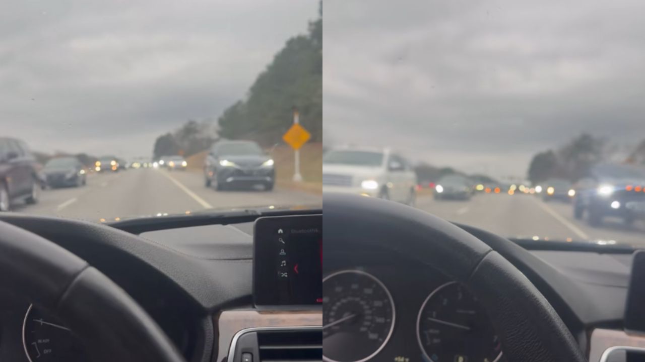 Atlanta driver is surprised by dozens of cars driving the wrong way and ...