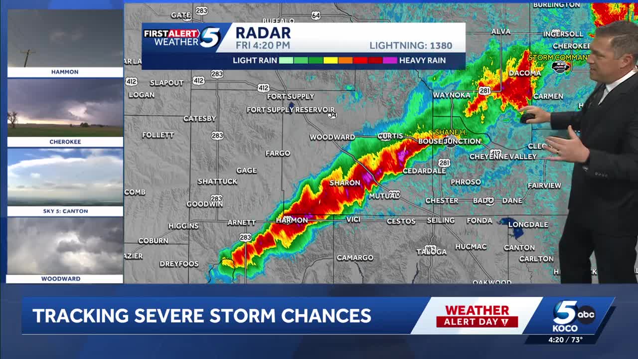 Tracking storms moving across Oklahoma Friday April 17 2026
