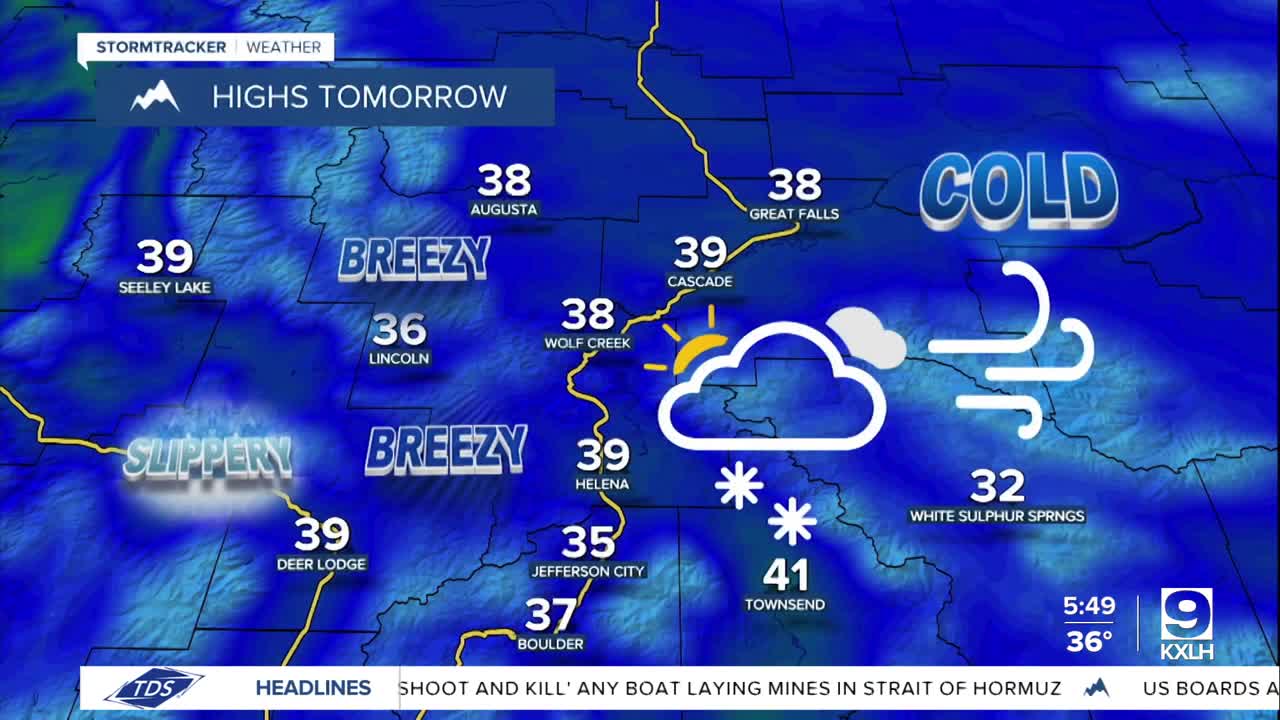 Cold and breezy with scattered snow showers on Friday