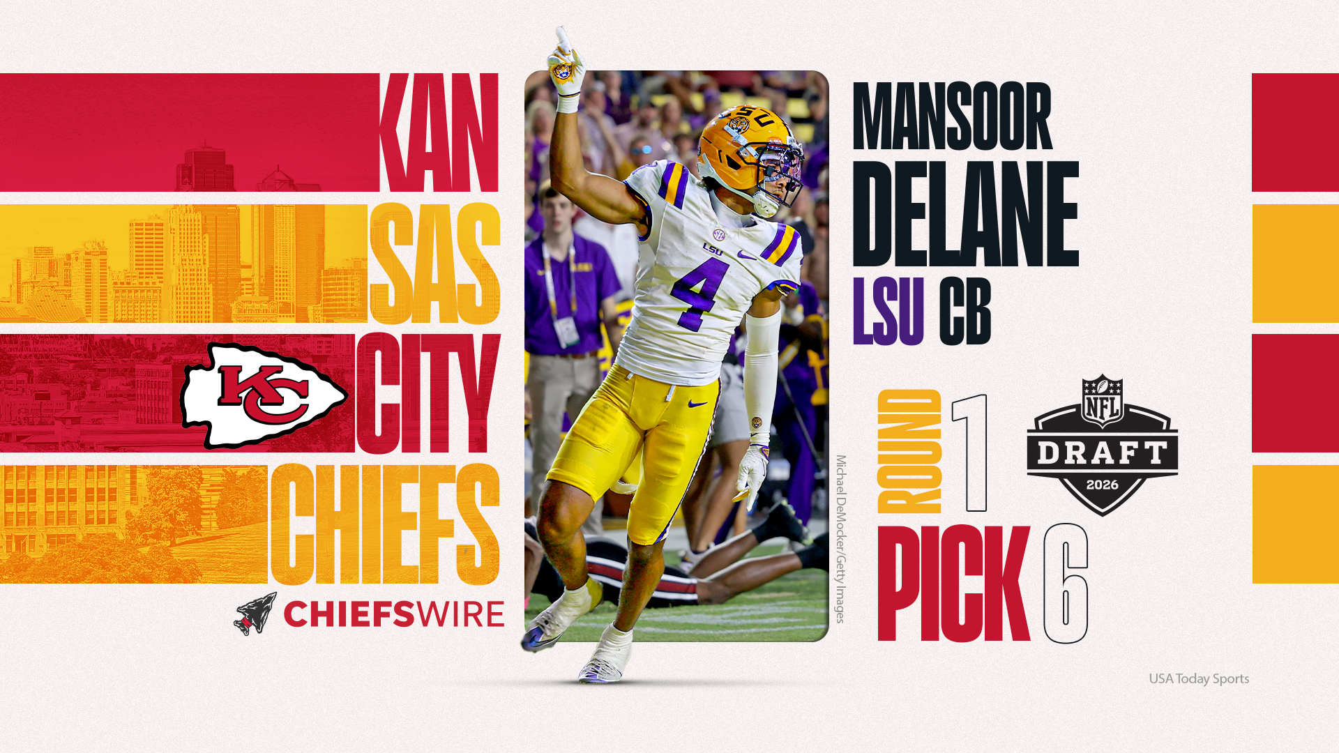 Chiefs select LSU DB Mansoor Delane at No. 6 in the 2026 NFL Draft