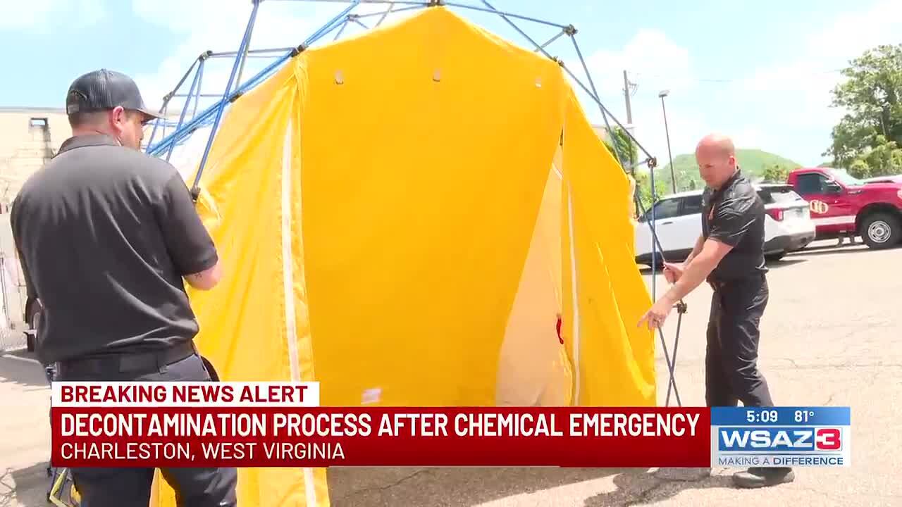 Patients undergo decontamination process after chemical emergency