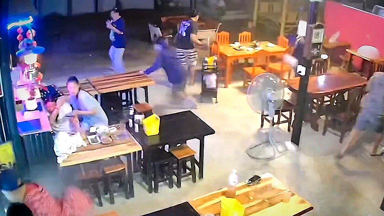 Diners rush for cover as violent storm tears into restaurant