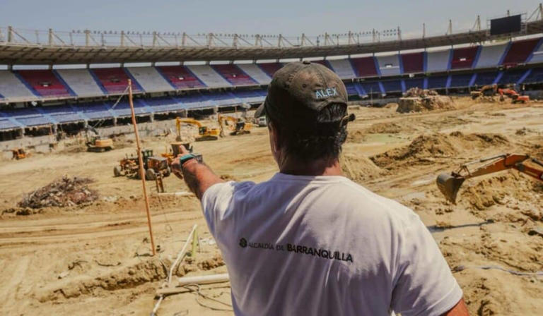 Obras del estadio Metropolitano de Barranquilla. Imagen: Alcaldía de Barranquilla