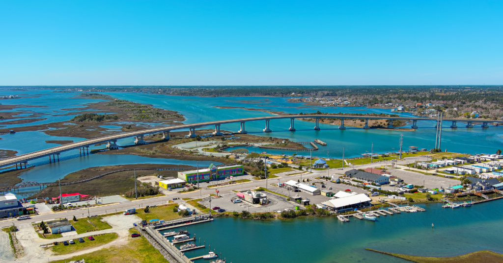 Bridge over the Intracoastal Waterway in Surf City, North Carolina.