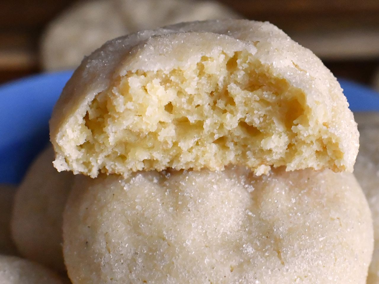 Cream Cheese Cookies on a blue platter