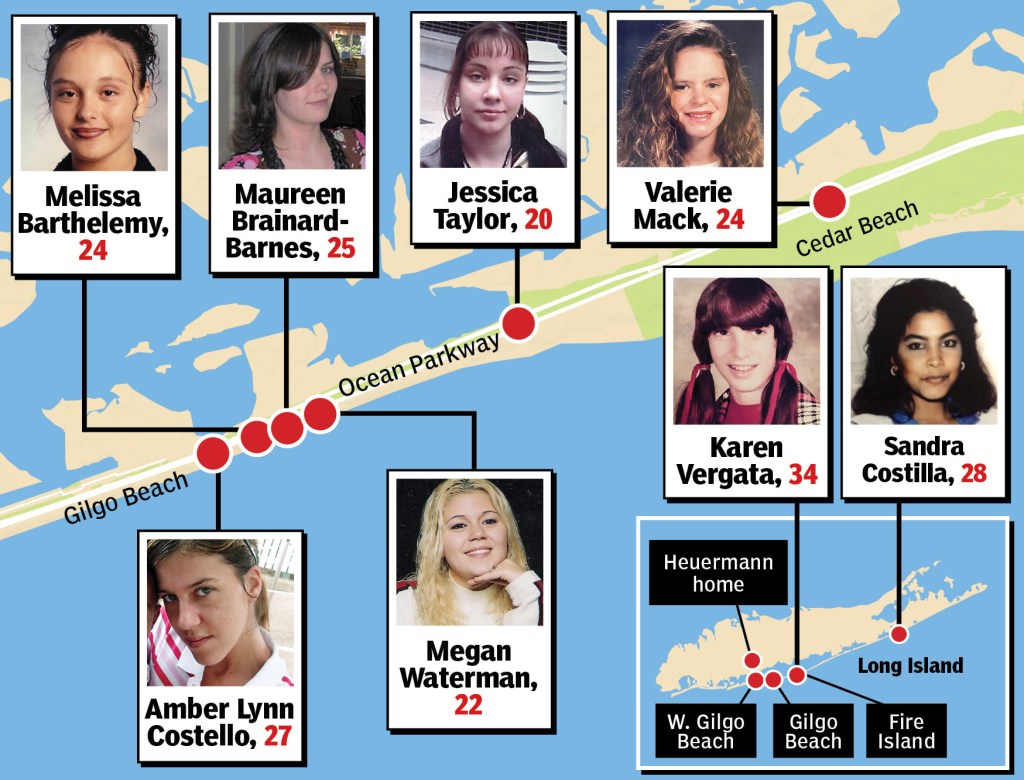 The locations related to the Gilgo Beach victims. NY Post Design