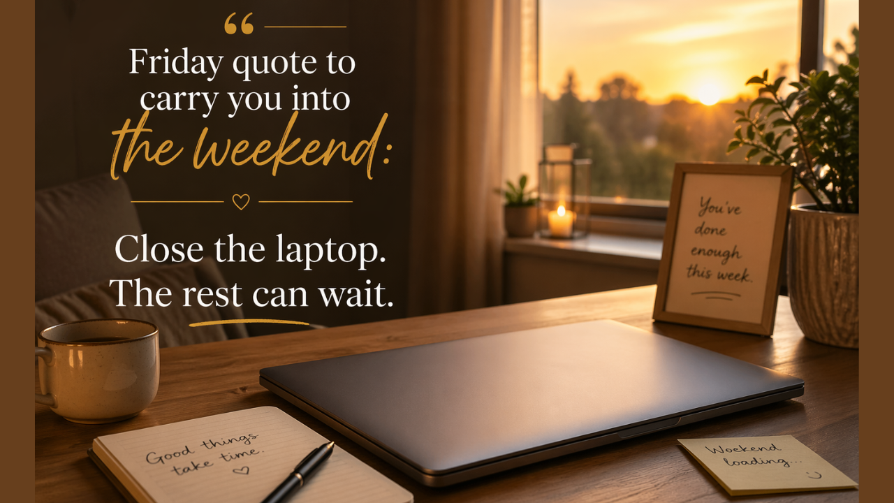 Friday quote to carry you into the weekend: Close the laptop. The rest ...