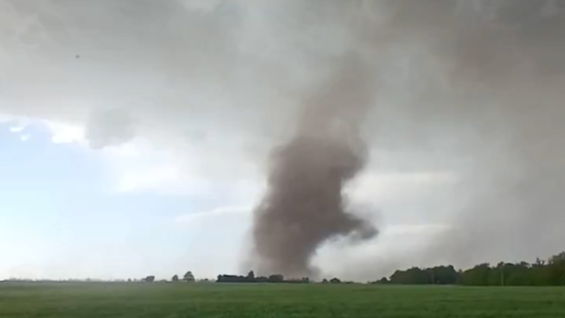 Tornado spotted on the ground in Kansas