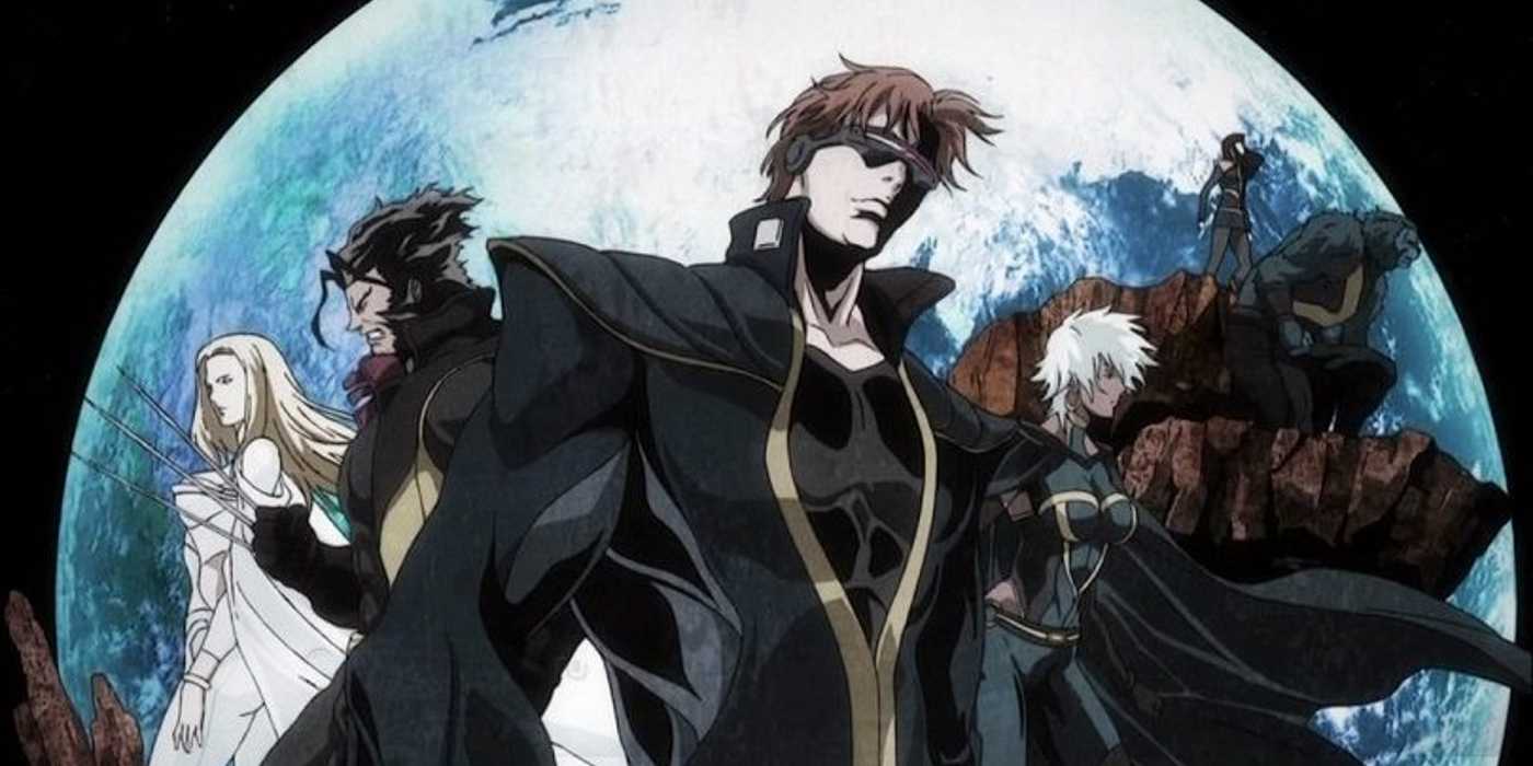Emma Frost, Wolverin, Cyclops, and Storm in the Marvel X-Men anime