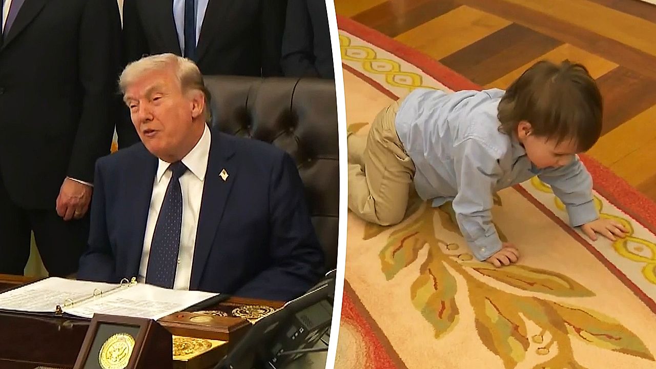 Toddler steals the show during Trump health event and turns Oval Office ...