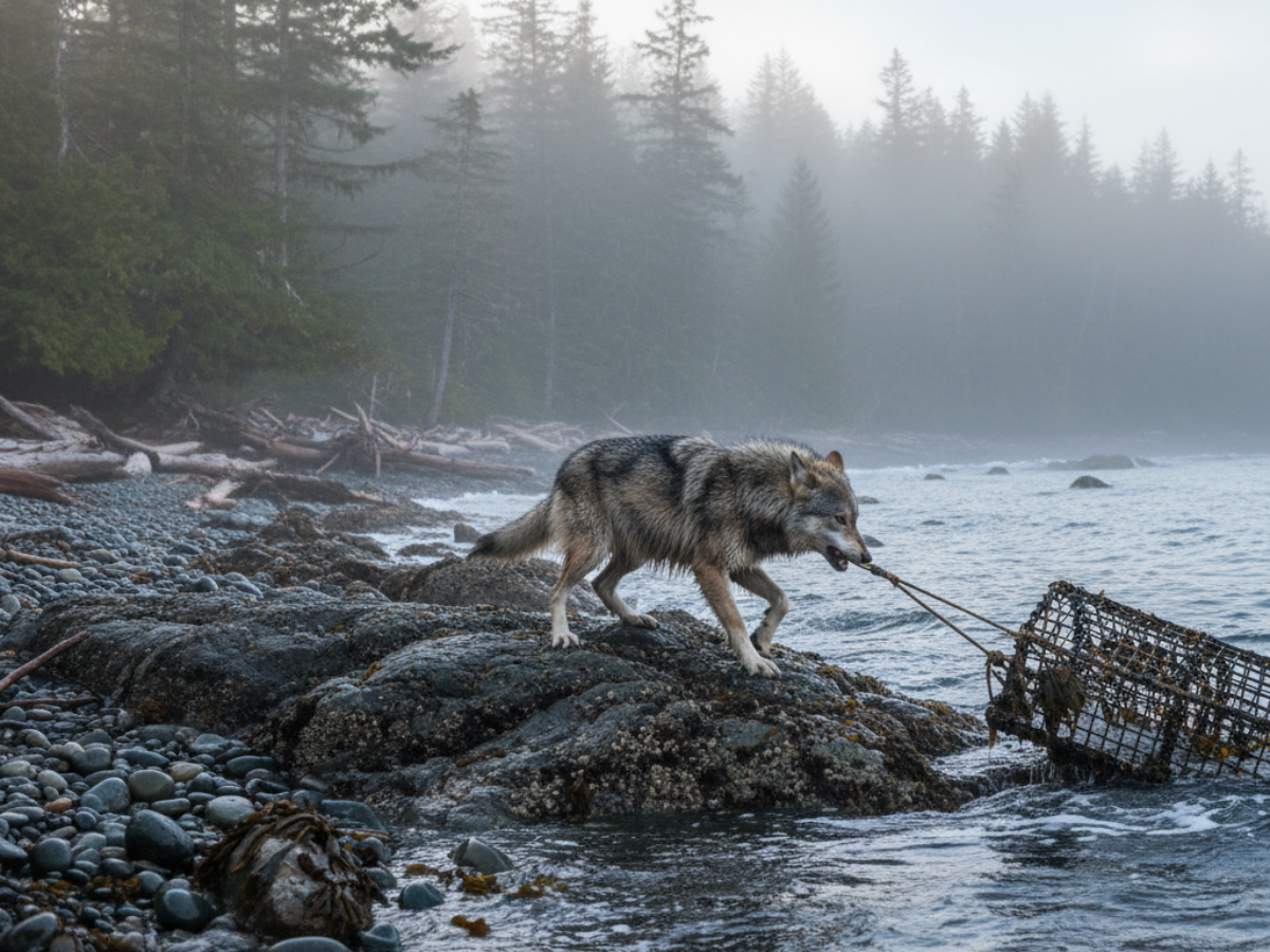 This wolf pulled up a crab trap, and it could change what we know about ...