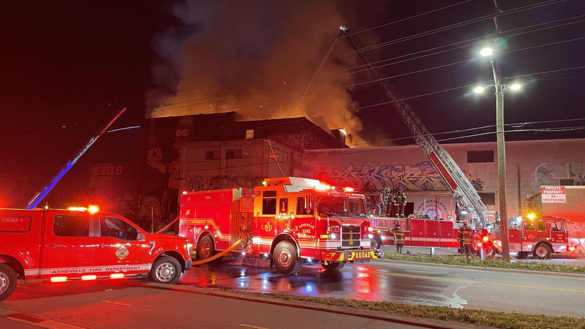 Crews respond to industrial building fire in Asheville