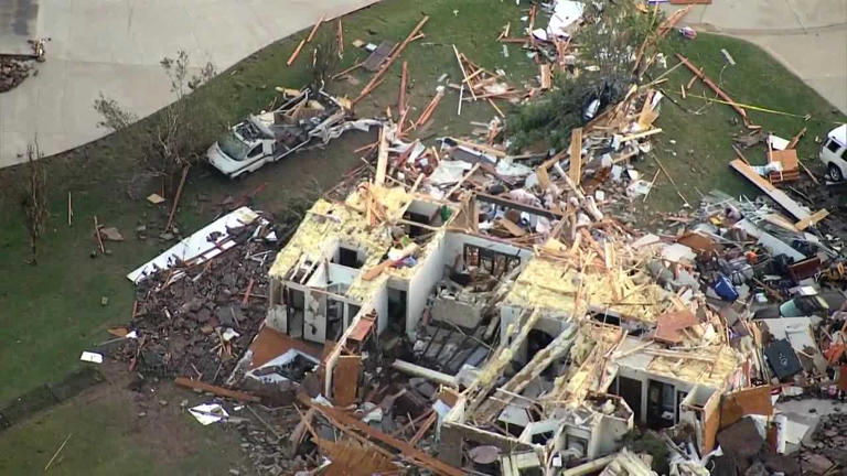 Watch: Sky 5 shows numerous homes destroyed after large tornado hits Enid