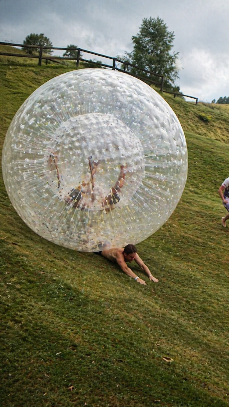 Giant zorb balls knock players down instantly