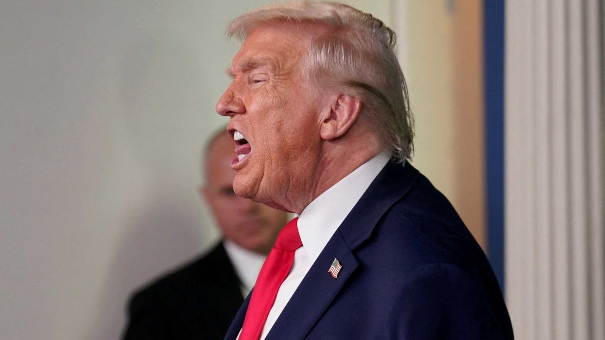 President Donald Trump speaks during a press briefing at the White House in Washington, D.C., January 20, 2026. REUTERS Nathan Howard