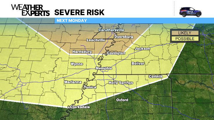 Some severe storms possible Friday and again late Monday