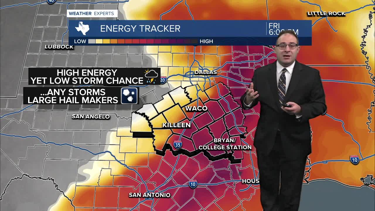 Low chance for storms, high threat for hail in Central Texas
