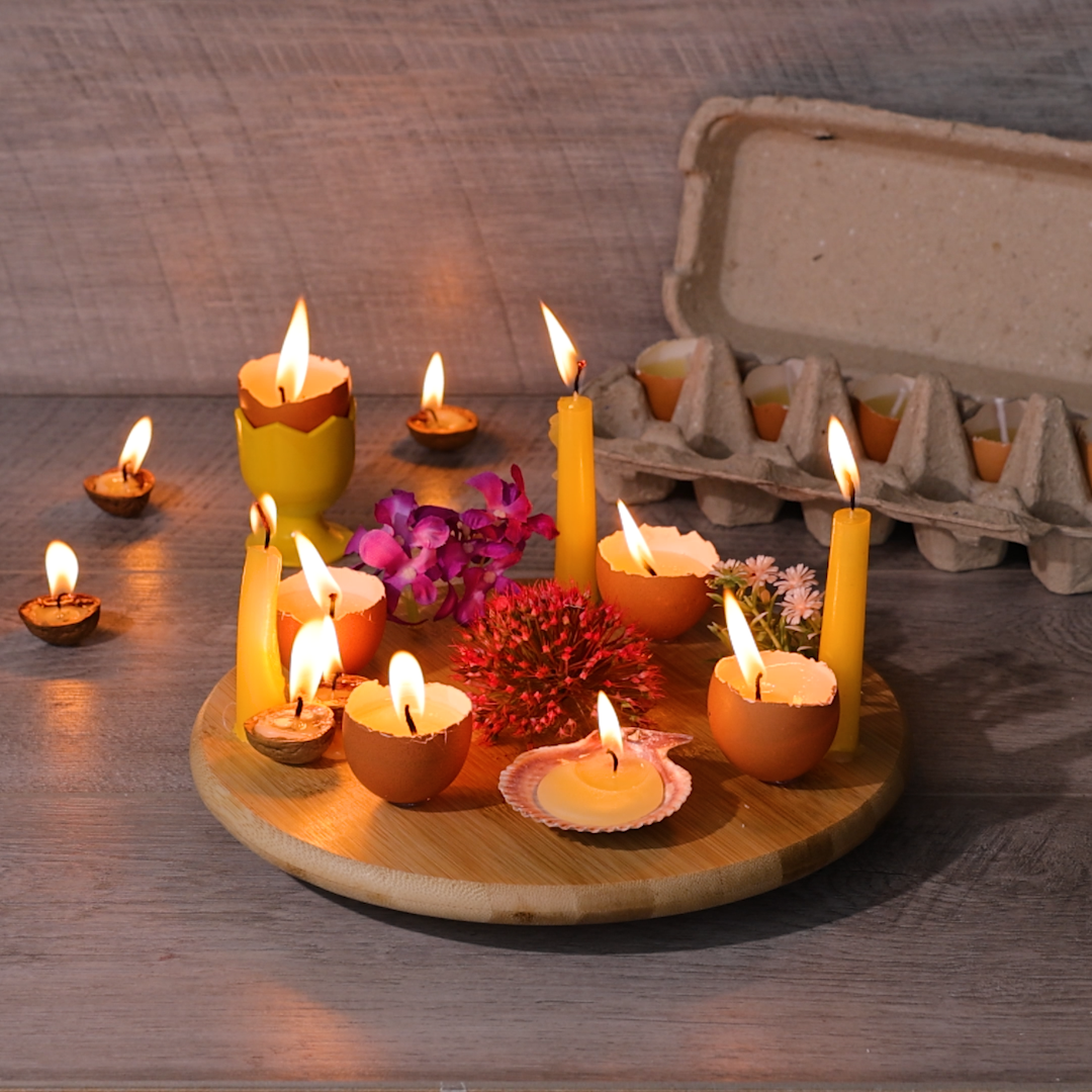 Kaarsdoelen met eierschalen 😍 🕯️