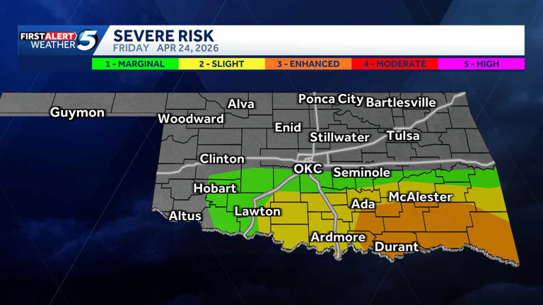 Severe storms firing off across Oklahoma Friday